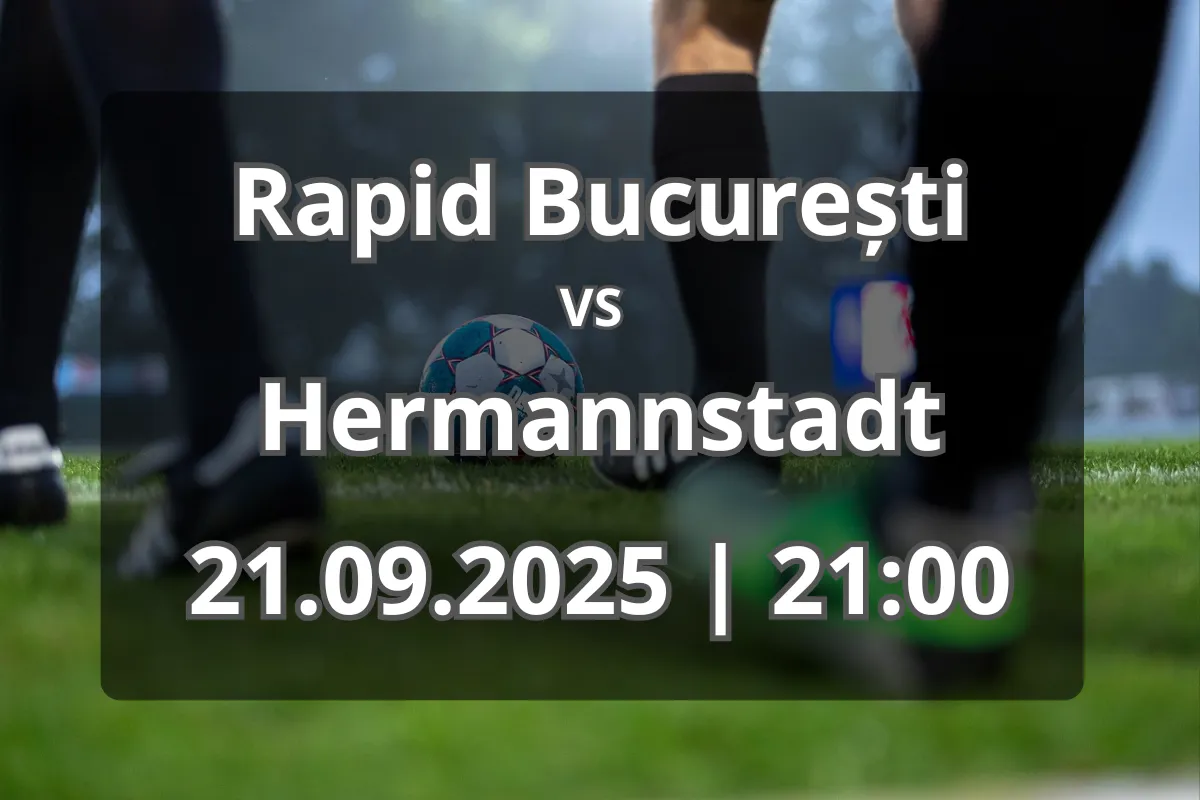 Pronostic pentru duelul Rapid București vs Hermannstadt (21.09.2025, Ora 21:00)